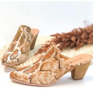 Haisley-snake slide booties by boutique by Corey’s